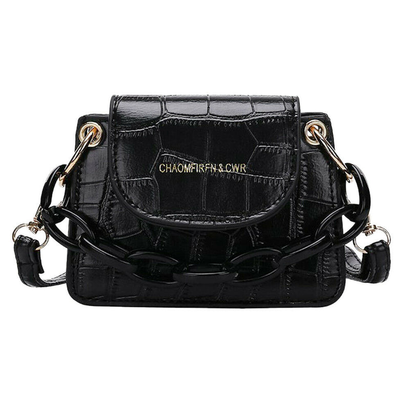 Women Mini Totes PU Solid Shoulder Money Bag Messenger Handbags (Black)