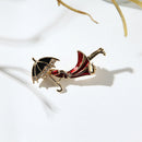 Enamel Crystal Rhinestone Girl Wearing Umbrella Collar Brooch Pins Jewelry Gift%