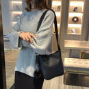 Women PU Leather Shoulder Crossbody Bag Messenger Bucket Handbag (Black)