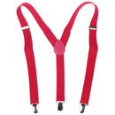 Rose-red Unisex Clip-on Suspenders Elastic Y-Shape Adjustable Braces V3H2