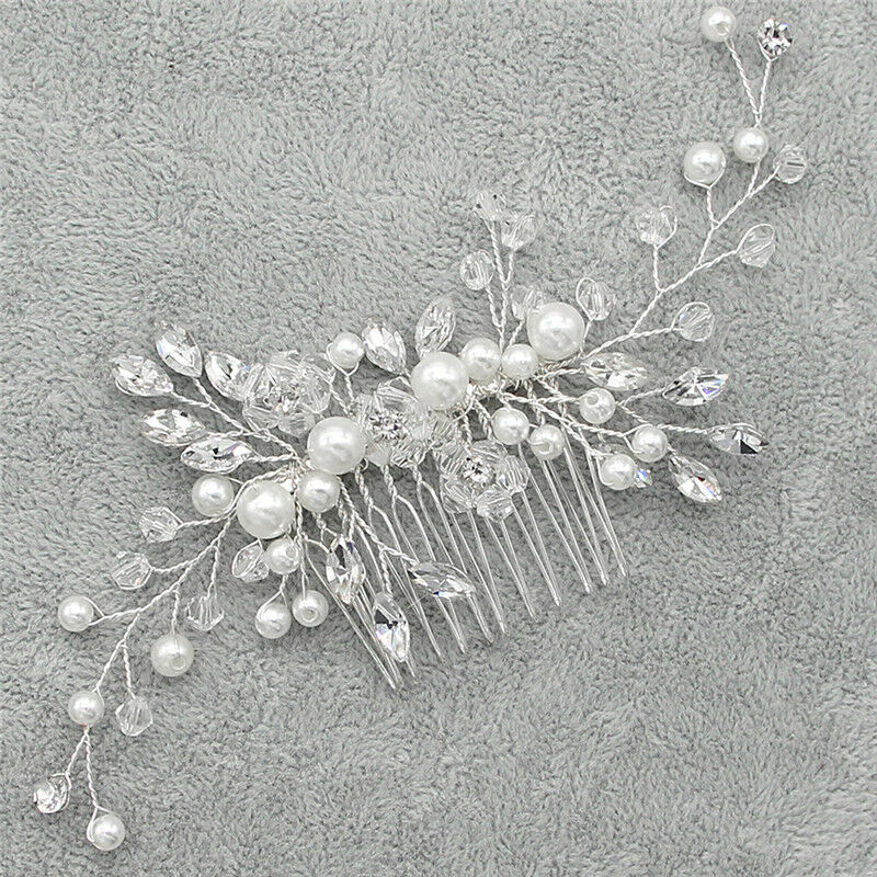 Crystal Pearls Women Hair Jewelry Wedding Hair Comb Bridal Headpieces B Gw