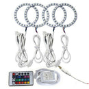 4PCS RGB LED 5050 Angel Eyes Light Car Headlight Ring Lamps Kit Remote 60MM  Kw