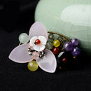 Ethnic Style Jewelry Retro Glass Flower Brooch Diy Personality Temperament