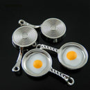 5PCs Charms Alloy Retro Frying pan with Eggs Jewelry Making Pendant Charm A L7W8