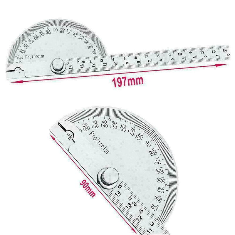 180 degree Protractor Angle Finder Arm Measuring Ruler Stainless Steel Tool M7R2