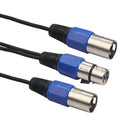 3 Pins XLR Female to 2 XLR Male Jack Y Cable Connecting Wire, Blue Black