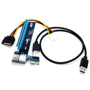 USB 3.0 PCI-E Express 1x To 16x Extender Riser Card Adapter SATA 6 Pin Cable