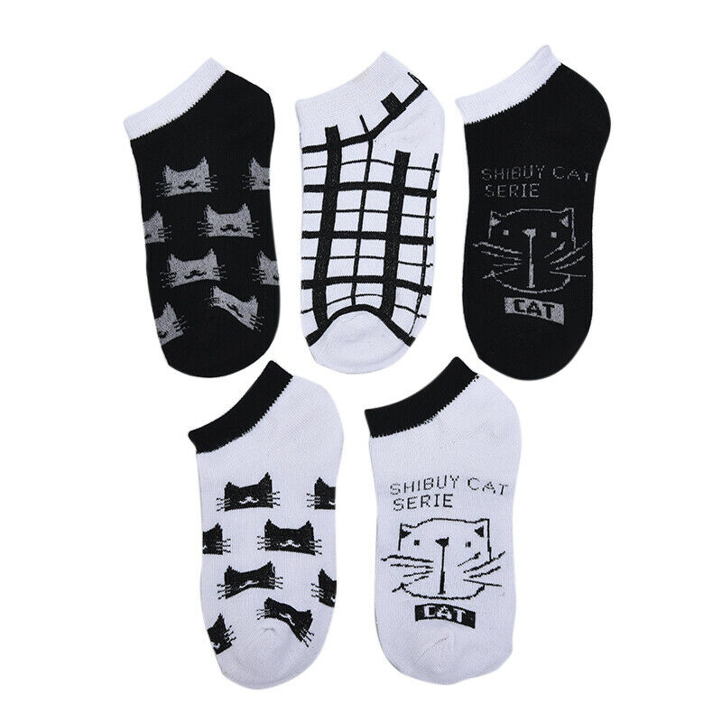 Women Big face cat Comfortable Cotton Sock Slippers Short Ankle Socks OZ