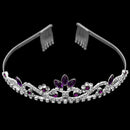 Purple Crystal Rhinestone Bridal Wedding Party Tiara Headband Stylish Hair Comb
