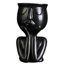 Humanoid Resion Sculpture Flower Pot Indoor Planter Bonsai Pot for Desktop Black