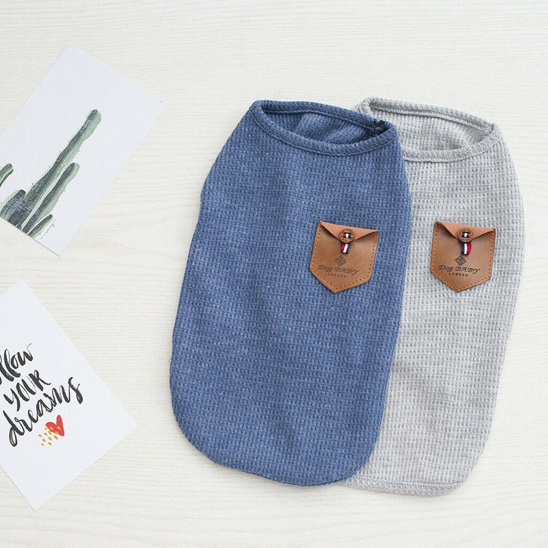 2PCs Korean Style Pet Puppy Dog Cat Pet Clothes Dress Vest T Shirt L