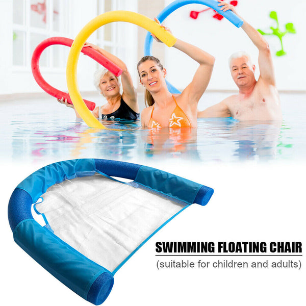 Beach Swimming Pool Water Bed Seat Floating Noodle Sling Net Chair (Blue)