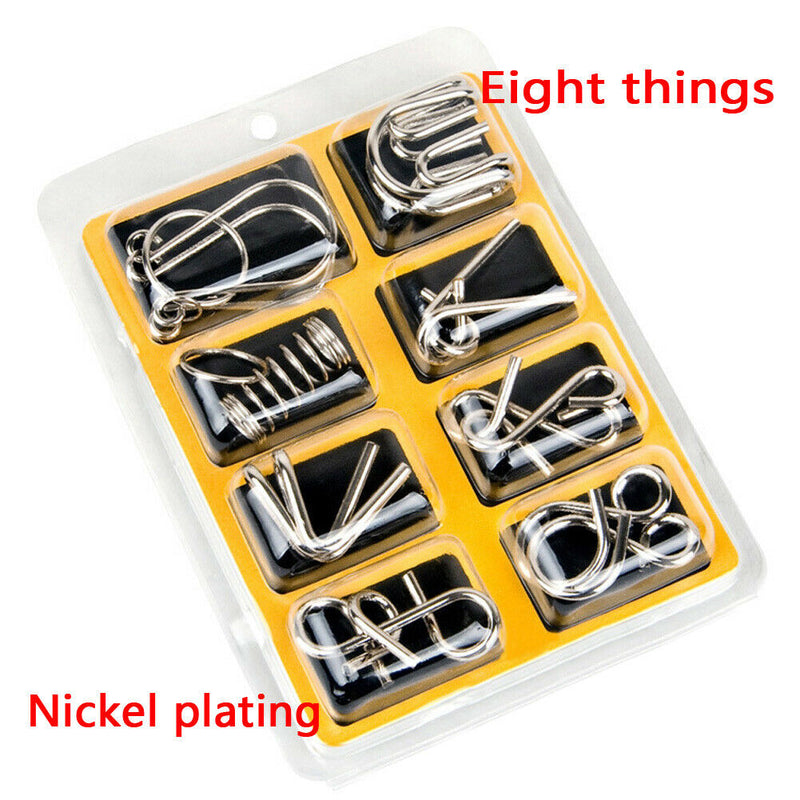 8pcs/Set Metal Puzzle Wire IQ Mind Brain Kids Adults Stress Reliever Toys
