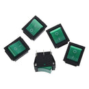AC 16A/250V 20A/125V Green Light Illuminated DPDT ON/ON Boat Rocker Switch