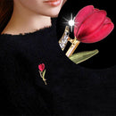20x56mm Elegant Crystal Alloy Tulip Brooch Women Party Garment Accessories