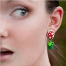 1 Pair Handcraft Polymer Clay Super Mario Piranha Plant Corpse Flower Studs I9Y8