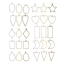 30PCS Open Bezel Frame Pendants Charm Geometric Hollow Trays Assorted Shape
