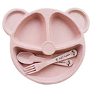 Baby bowl+spoon + fork Feeding Food Tableware Cartoon Panda Kids Dishes Bab B6E8