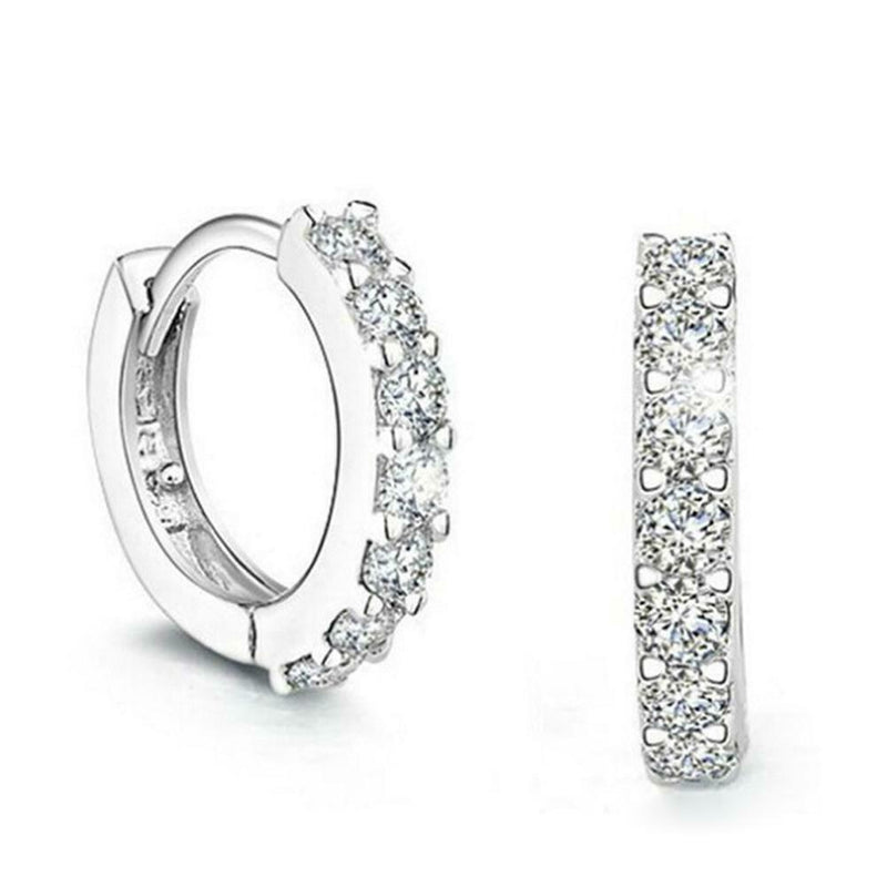 1/4 Ct Round Cut  Fashion Diamond Single Row Hoop Huggie Earrings