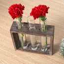 Test Tube Glass Vase Hydroponic Vase Wooden Frame Tabletop Vase Stand 3 Tube