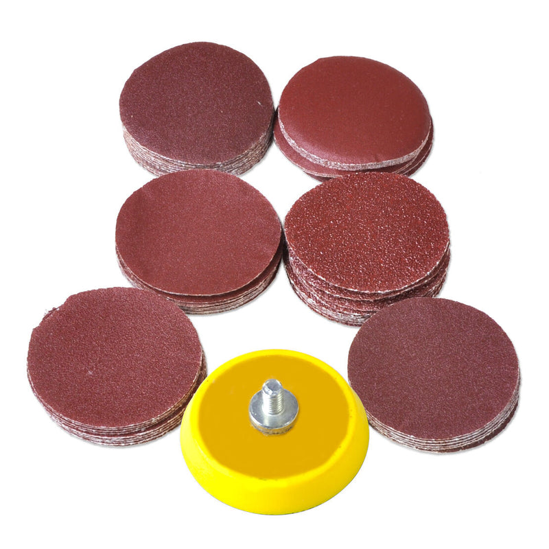 60x 2inch Mix Grit Sander Disc Sanding + Polishing Pad w/Backer Plate