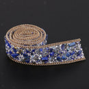 Beaded Bridal Motif Rhinestone Wedding Appliques W/ Faux Sapphire for Crafts