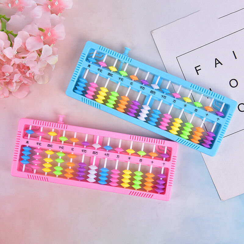 1Pc Plastic Abacus Arithmetic Calculating Tool 13 Rods with Colorful Be Kw