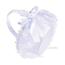 Flower Girl Basket White Flower Basket Wedding Flower Basket Bow Bride Wedd
