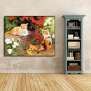 DIY Flower Cats Oil Painting By Numbers Kit Canvas Digital Wall Art Picture