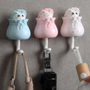 Coat Hooks Adhesive Peeking Cat Wall Mounted ABS Robe Towel Hook 2 Pack for