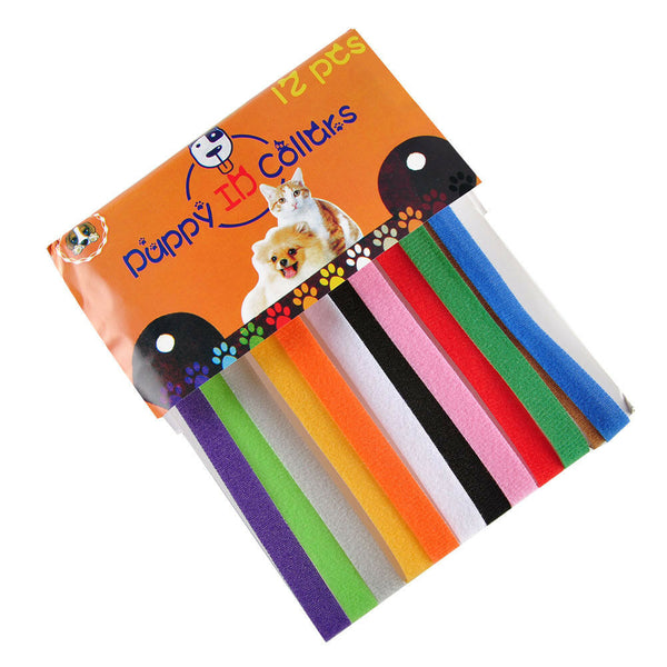 12Pcs Newborn Puppy ID Collar Dog Cat Pet Adjustable Collars 12 Color New