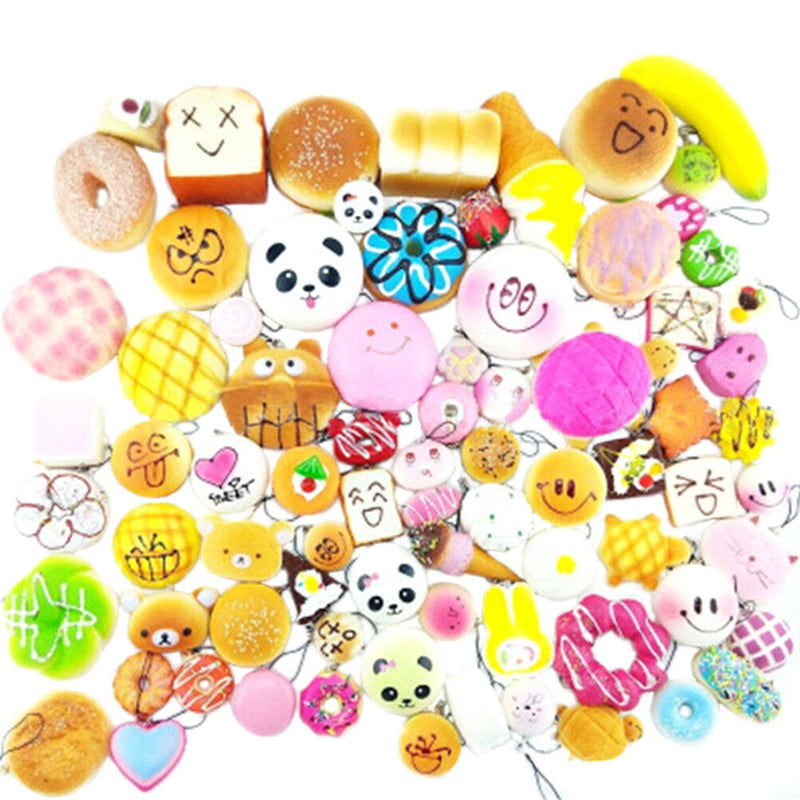 5Pcs Soft Squishy Bread Key Phone Straps Funny Gadgets Anti Stress Novelty Toys`