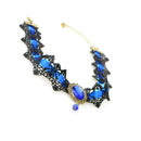 90's Punk Goth Choker Necklace Harajuku Blue Gem Black Velvet Chain Neck