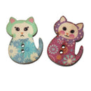100PCs Natural Wooden Buttons Cute Cat Shape Decorative Sewing Buttons 2 Ho A4C6