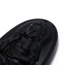 black natural a obsidian carved buddha pendant necklace rope men women gift %x