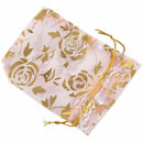 100Pc 7x9cm Rose Organza Drawstring Gift Jewelry Bags Pouches Wedding Xmas