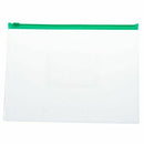 20 Pcs Green Clear Size A5 Paper Slider Zipper Closure Closure Folders File