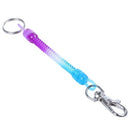 Tri Colors Plastic Spiral Wrapped Lanyard Lobster Clip Key Ring Chain I1T3