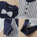 Baby Fashion Gentleman Rompers Stripe Cotton Soft Daily Jumpsuit (6-12M) A