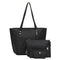4pcs/set Solid Color Litchi Pattern Women Shoulder Handbags Clutch (Black)