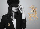 High Quality Exquisite Sika Deer Brooches Shining Rhinestone Pins Jewelry TO