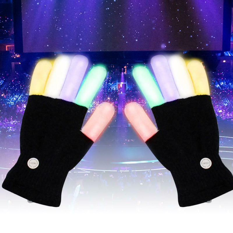 LED Luminous Gloves Full Finger Light Up Flashing Party Dance Costume Gloves AU!