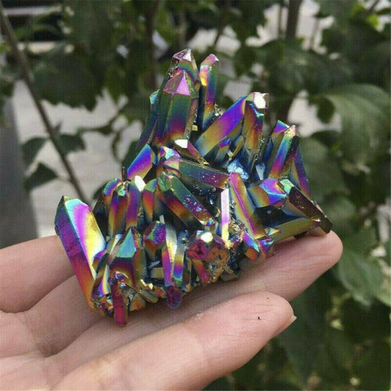 1*Titanium Natural Quartz Specimen Rainbow Healing Mineral Stone Cluster Crystal