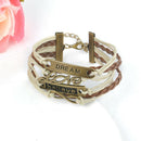 Cool Punk Infinity Believe Dream Leather Cute Charm Bracelet Bangle Bronze Hot