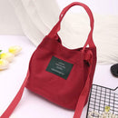 Letter Print Shoulder Bucket Handbags Women Canvas Crossbody Bags (Red) A