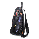 Feather Print Backpack Lady Oxford Cloth Waterproof Travel Casual Schoolbag