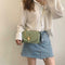 Fashion Women Messenger Bag Leather Pure Color Chain Shoulder Bag (Green) A