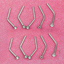 10x Stainless Steel Bead Bone Screw Nose Stud Rings Bar Bogen Sexy