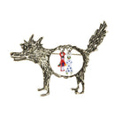 Cute Cartoon Wolf Hat Shape Breastpin for Women Hollow Out Brooches Jewelry
