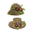 2 Pieces. Women's Fashion Brooch Hat-shaped With Red Crystal Embellishment